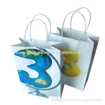 White Kraft Paper Bag, Recycled Paper and Eco-friendly Material, Suitable for Shopping Purpose